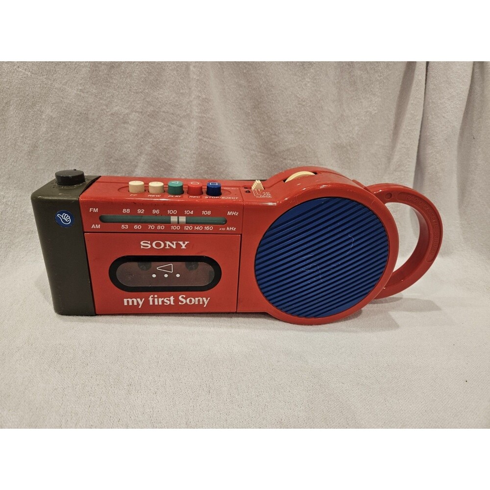 SONY MY FIRST SONY Cassette Player Red CFM 2000 AM/FM Parts Or Repair -No Sound